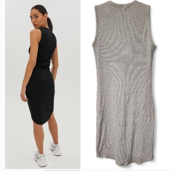 Aritzia Community Grey Midi Ribbed Sleeveless Stretch Tank Dress Size S - Picture 15 of 16